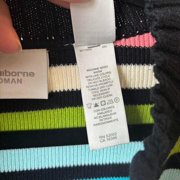Liz Claiborne Woman 1X Multicolor Stripe Quarter Zip Sweater Knit Pullover - Picture 4 of 7
